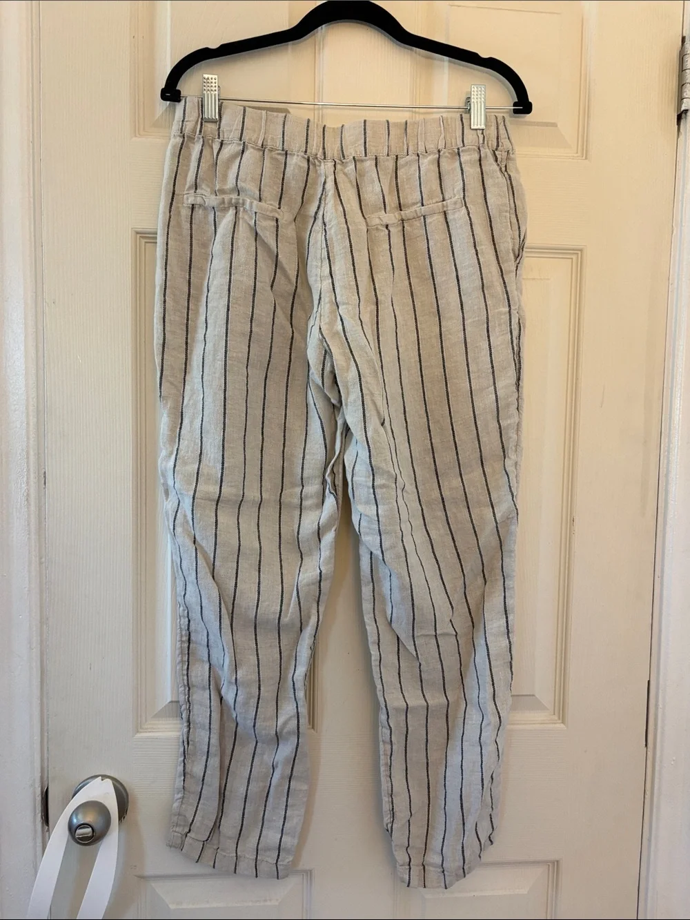 Mango Linen Striped Drawstring Pants - S - Picture 4 of 6